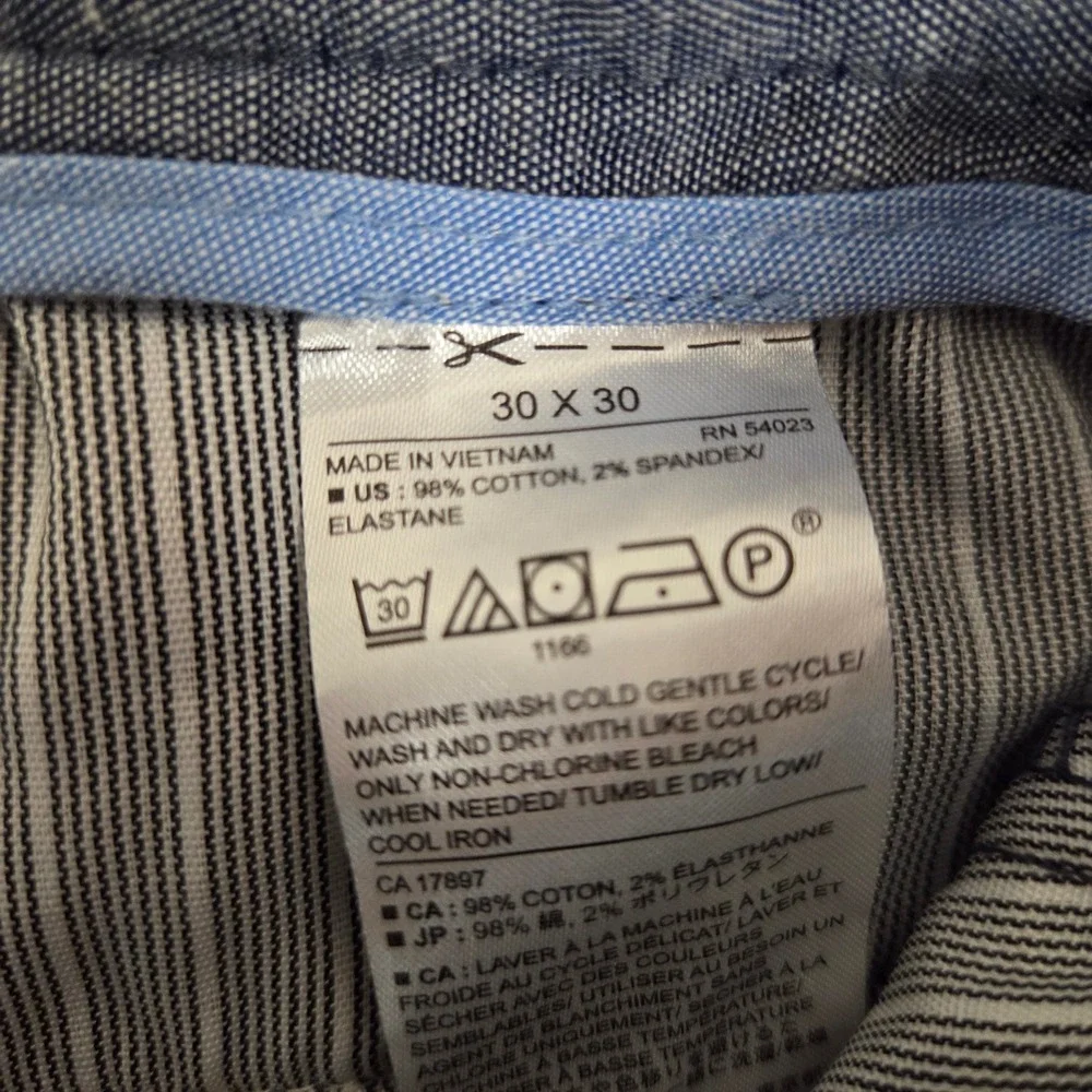 Banana Republic Slim Fit Chinos‎ Navy Blue Micro Stripe Pants Mens 30x30 Stretch